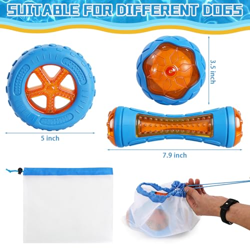 3 Pcs Dog Pool Floating Toys,TPR Bite Resistant Squeaky Dog Water Toy for Medium Large Dog,Interactive Dog Toys for Throwing Fetching,for Summer Outdoor Lake Beach Training Playing with storage bag