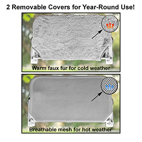 Family Safe Cordless Portable Foldable Cat Window Perch Hammock with Metal Frame, Strong Suction Cups, and 2 Fabric Covers for Indoor Cats - Large