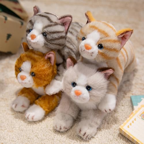 PEACH CAT Cat Stuffed Animal 15" Realistic Kitten Plushies Soft Plush Toys Gifts for Kids Grey and White - style: 15“ Grey and White Cat