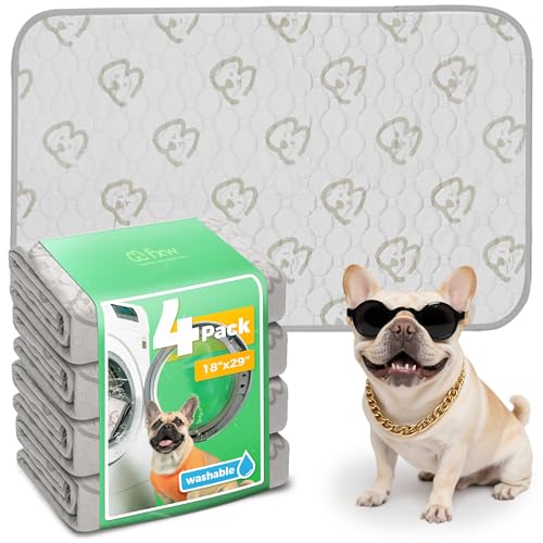 FXW Washable Pee Pads for Dogs, Leak-Proof & Non-Slip, Specifically Designed for Potty Training, 29" × 18" Rectangle, Khaki, 4 Packs - color: Khaki, size: 18" x 29" (4 Packs)