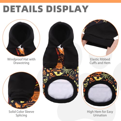 KOOLTAIL Halloween Dog Hoodie Pumpkin Costume Outfit for Small Medium Large Dogs, Soft Fall Pet Sweater Hat Hooded Sweatshirt, Clod Weather Coat, Warm Clothes with Leash Hole and Pocket Male/Female M - color: Halloween Pattern, size: Medium
