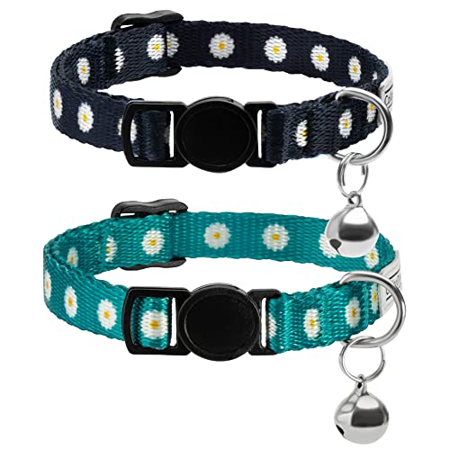 CollarDirect Cat Collar Breakaway with Removable Bell Set of 2 PCS - color: Black & Green
