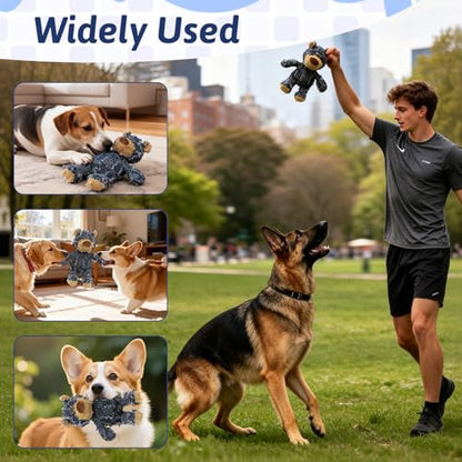 MAXBECK Dog Companion for Heavy Chewers- Indestructible Robust Bear Dog Toy, Resistant Squeaky Dog Toys for Heavy Chewers, Unbreakable Stuffed Plush Dog Toys for Aggressive Chewers (C-Navy+Oak) - color: C-Navy+Oak