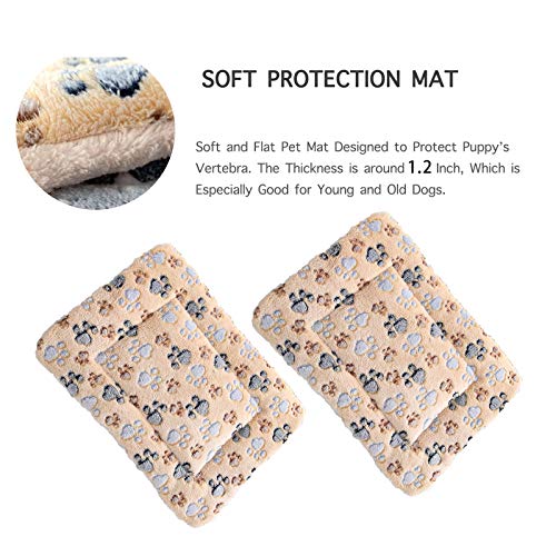 2 Pcs Pet Bed Mats. Ultra Soft Pet (Dog/Cat) Bed with Cute Prints. Reversible Faux Lambswool Kennel Pad for Medium Small Dogs and Cats. Machine Washable Pet Bed. - size: 22.5"L x 15.0"W x 1.2"Th