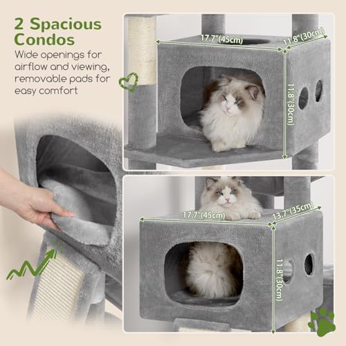 Globlazer Multi-Level Extra Large Tall Cat Tower 83 inch Sturdy Heavy Duty Cat Tree for Indoor Large Adult Cats Kittens with 2 Cat Condo, 8 Scratching Post, 2 Hammock, S83G, Light Grey - color: Light Grey