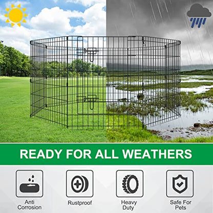 Pet Playpen Dog Pen Foldable Dog Exercise Fence 8 Panels 30 Inch Kennels Pet Playpen Options Ideal for Pet Medium Animals Outdoor Indoor - style: 24'' x 30'' x 8PCS