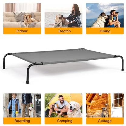 Elevated Dog Bed Waterproof Outdoor， Cooling Elevated Dog Bed, Washable Pet Bed, Hammock Cot with Durable Frame, 50" D x 31" W x 8" H