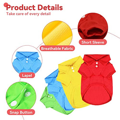 4 Pieces Dog Shirts Collared Polo T-Shirts for Small Medium Dogs Cats Boy Girl Dog Clothes Breathable Doggy Sweatshirt Puppy Kitten Small Breeds Pet Outfits Apparel Tops - size: Medium (Sugget 7-10 lbs)