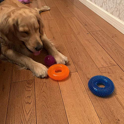 Jalousie Dog Squeaky Toys Value Set Non-Toxic Squeaky Balls Toss Fetch TPR Rubber Puppy Toys Spikey Dog Chew Toy for Small Medium Breed Pet Toys for Puppy (6 Pack Spiky Ball) - color: 6 Pack Spiky Ball