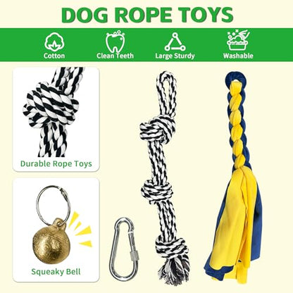 Tether Tug Outdoor Dog Toy, Interactive Exercise Game in Yard, Tether Tug with 2 Rope Toy and Bell for Large Medium Small Dog, Pull Chase and Tug of War - size: Tether Tug 39.4Inch-Black