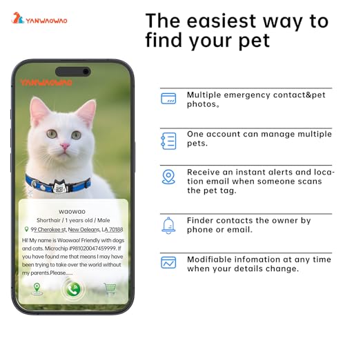Cat Collar with Bells Reflective Cat Collars Breakaway with Oxford Cloth Soft Padding Adjustable Kitten Collar with QR Code(Blue) - color: Blue