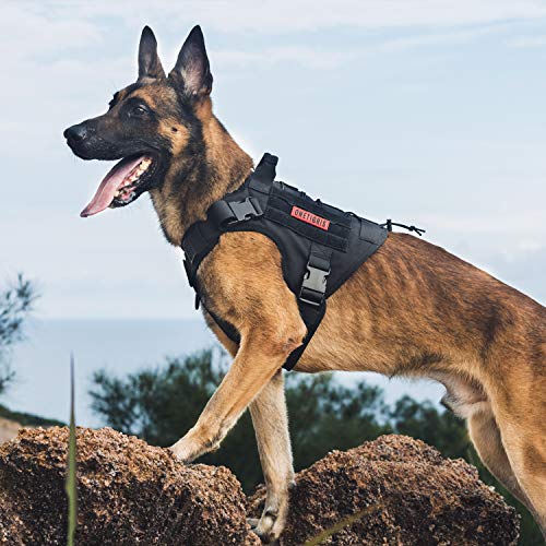 OneTigris Tactical Dog Harness Vest,No-Pull Service Dog Vest with Hook & Loop Panels,Adjustable Dog Vest Harness for Walking Hiking Training(Black,XXS) - color: Black, size: XX-Small
