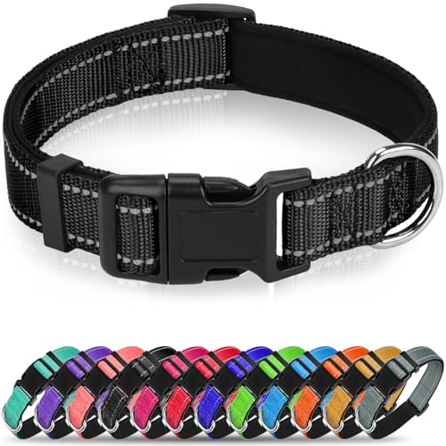 Soft Reflective Dog Collar for Extra Small Dogs, Lightweight Adjustable Puppy Collar with Neoprene Padding, Gentle Nylon for Chihuahua Yorkie,Black,XS - color: Black, size: XS: 5/8"x (8"-11.5")