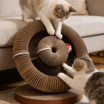 Accordion-Style Corrugated Paper Cat Scratch Pad Bed, Wear-Resistant, Lint-Free, Self-Amusing Nail Sharpening Cat Toy, Collapsible Interactive Pet Toy