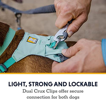 Ruffwear, Double Track Coupler, Double Leash for Two Dogs, Premium Heavy Duty Dual Splitter with 360° Lockable Swivel No Tangle, Shock-Absorbing Stretch Webbing for Walking & Hiking, Basalt Gray