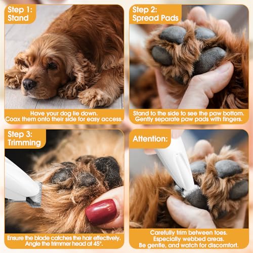 Palksky Dog Paw Trimmer, Upgraded 18mm-Blade Electric Dog Clippers for Groomming-with Led Display, Waterproof Pet Micro Precisiion Trimmer, Rechargeable Hair Shaver for Paws, Ears, Face, Rump-and Eyes - size: One Speed