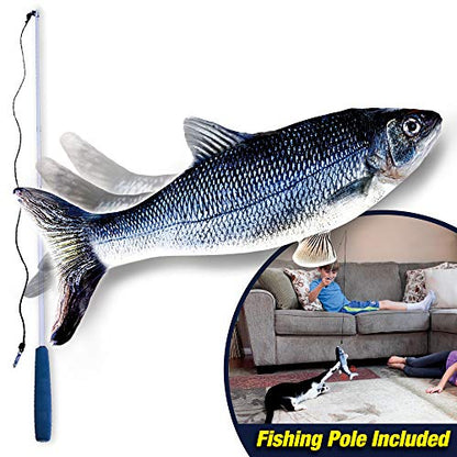 Ontel Flippity Fish Interactive Cat Toy with Catnip & Fishing Pole - Touch Activated, Rechargeable Pet Toy to Help Reduce Stress & Bad Behavior (Pack of 2) - As Seen On TV - size: Pack of 2