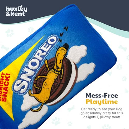 Huxley & Kent Funny Dog Toy w/Squeaker – Power Plush Squeaky Dog Toys for Small, Medium & Large Dogs – Soft Stuffed Animal for Indoor Play & Fetch - Snoreo Cookies, Small - size: Small, style: Snoreo Cookies