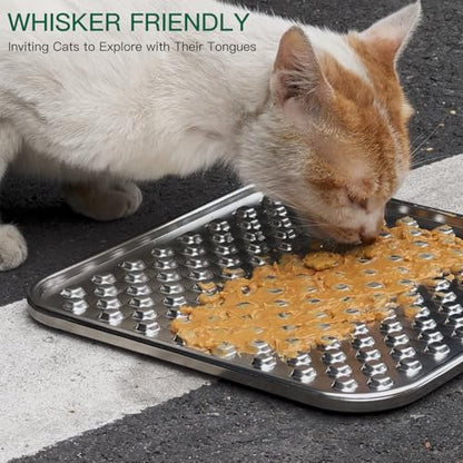 1Pack Stainless Steel Large Lick Mat for Dogs & Cats, Chew-Proof Slow Feeder, Anxiety Reducer, Whisker-Friendly for Cats, Non-Slip Heavy Duty Base, Raw Feeding Pad, Dishwasher Safe - color: Large-1Pack
