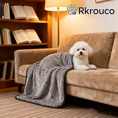 Three Piece Pet Blanket Set for Dogs Cats Soft Comfy Puppy and Kittens Bed Blanket Fluffy Fleece Pets Throw with Cute Patterns (Large 41x30 inch, Gray Dots) - color: Gray Dots, size: Large-41x30 inch