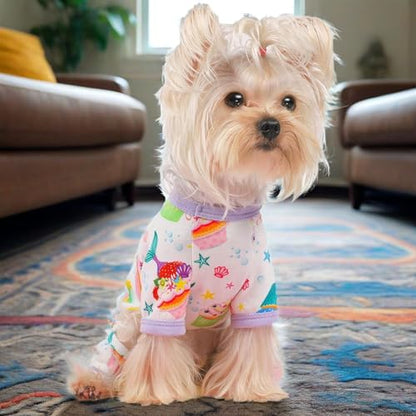 Dog Pajamas for Small Dogs, Soft Thin Pjs Jammies Cat Doggie, Summer Pet Cute Puppy Clothes Outfits Dogs Boy Girl(Mermaid Cake,XS) - color: Mermaid Cake, size: X-Small (Chest 11.8 in)