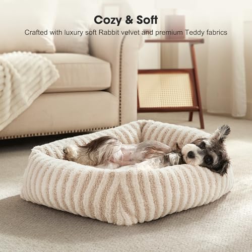 MIXJOY Dog Bed Large Size, Washable Large Dog Beds with Removable Cover, Rectangle Pet Beds for Big Dogs, Soft Warming Calming Pet Bed with Non-Slip Bottom, 36"x27"x8", White - color: White, size: L(36"Lx27"Wx8"Th)