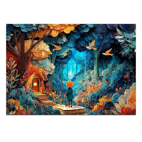 1000 Pieces Jigsaw Puzzles for Adults, Paper Quilling Magical Forest Art Puzzle, Stress Relief Memory Training Brain Teaser Puzzle 29.5x19.7 Inch - color: Wooden Puzzle11, size: 1000 Piece pcs