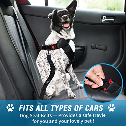 Dog Seat Belt,3 Piece Set Retractable Dog Car Harness Adjustable Seat Belt for Vehicle Nylon Pet Safety Seat Belts Heavy Duty & Elastic - color: Set 06-Pink+Blue