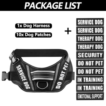 Dog Vest Harness and Patches Set, Animire in Training Service Dog Harness with 10 Dog Patches, Reflective Dog Vest with Handle for Small, Medium, Large, and Extra-Large Dogs - color: Black, size: X-SMALL(Chest:14-19 Inch)