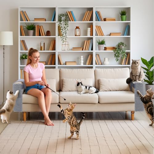 Cat Scratch Couch Protector with Natural Sisal for Protecting Couch Sofa Chair Furniture 23.6" L*19.7" W(Smoke Gray, Right Hand) - color: Smoke Gray