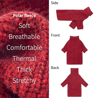 Fitwarm Knitted Turtleneck Dog Sweater, Thermal Dog Winter Clothes for Small Dogs Boy Girl, Holiday Pet Outfit, Heather Dark Red, XS - color: Burgundy Red, size: X-Small
