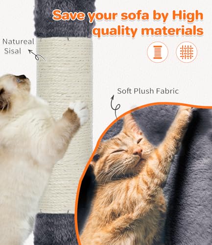 Made4Pets Cat Tree Tower 56in Cat Tower for Indoor Cats Kitten Tree Multi-Level Cat Tree with 2 Condo Furniture Activity Center with Scratching Posts Funny Toys Kittens Pet Play House, Grey - color: Grey
