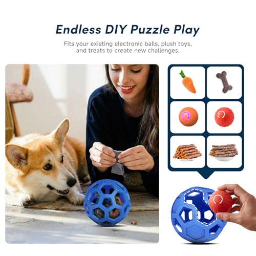 Unique Interactive Dog Toy with Ball-in-Ball Design, 4X Durable Rubber Outer Shell & Inner Smart Automatic Bouncing Ball to Keep Them Busy, Fetch&Puzzle&Chew Toys for Medium, Large High Energy Dogs