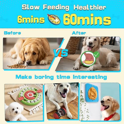 Dog Puzzle Feeder for Small/Middle Breeds - Adjustable Treat Dispenser Funny Slow Feeder Puppy Enrichment Training Toy Pet Interactive Toys Lick Mat Dogs to Keep Dog/Cat Busy - color: blue