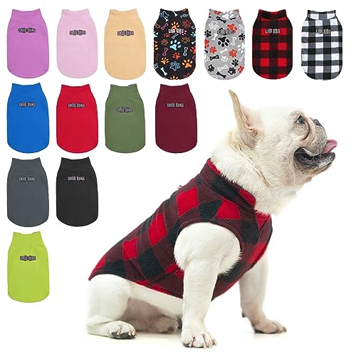 BEAUTYZOO Small Dog Sweater Fleece Vest Winter Jacket, D-Ring Leash Attachment for XS S Puppy Medium Sized Breeds Dogs, Cold Weather Dog Clothes Windproof Keep Warm, Christmas Red Plaid XS - color: RED BUFFALO PLAID, size: X-Small