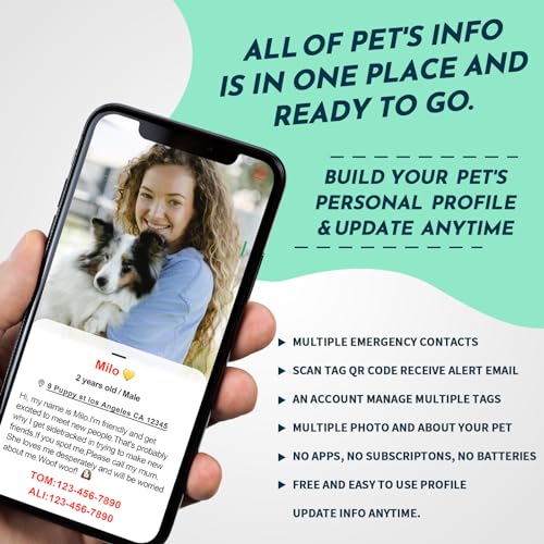 QR Code Pet ID | Personalized Dog & Cat Collar Tag | Online Profile with Instant Scanned Location Alert Email - style: Have your people-Pink