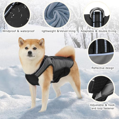 Dog Coat, Water-Resistant Dog Clothes, Warm Fleece Lining Dogs Coats, Winter Windproof Dogs Jackets with Reflective, Pet Vest for Small Medium Large Pets - 1 PCS - color: Medium Gray, size: XL ( 42-65 LB | 20.47"Neck Girth )