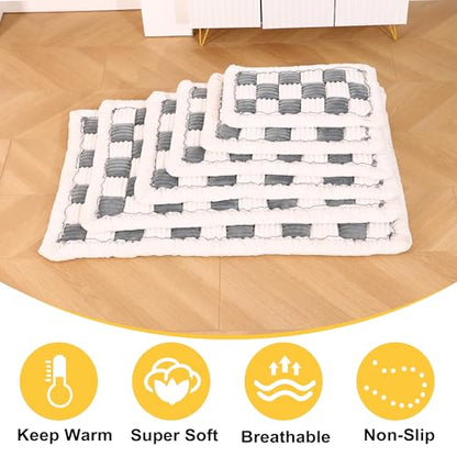 Dog Bed Mats Crate Pad for Small, Medium, Large Dogs, Washable Anti-Slip Pet Bed Mats, Cozy Warm Cat Beds Sleeping Pad (Bluegrey&White, 22.0" L x 13.0" W x 1.5" Th) - color: BlueGrey&White, size: 22.0"L x 13.0"W x 1.5"Th