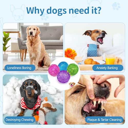 RICHIE Ultra Durable Squeaky Dog Balls 3 Inch for Large Medium Dogs, Tough Chew Toys for Aggressive Chewers, Floating Fetch Balls for Pool Play, Teeth Cleaning Dog Toys 3 Pack Blue + Blue + Green - color: Blue + Blue + Green