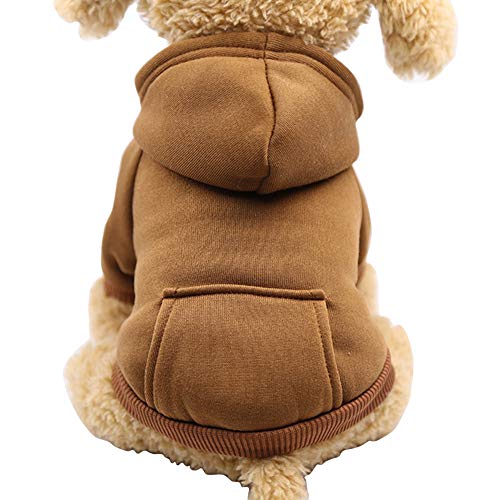 Jecikelon Winter Dog Hoodie Sweatshirts with Pockets Warm Dog Clothes for Small Dogs Chihuahua Coat Clothing Puppy Cat Custume (Coffee, XX-Small) - color: Coffee, size: XX-Small