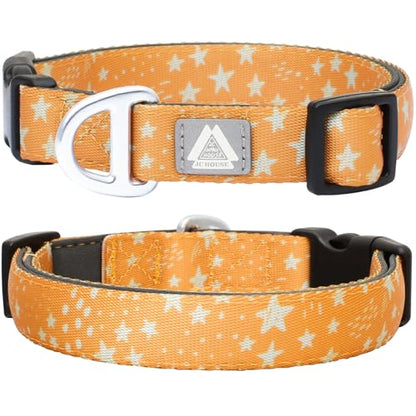 Fall Dog Collar, Cute Star Pattern Brown Collars for Girl & Boy, Reflective,Soft Padded Neoprene,Fully Adjustable,Durable & Lightweight Small Dog Collar, (Star, S) - color: Star, size: S (Neck 9''– 14'')