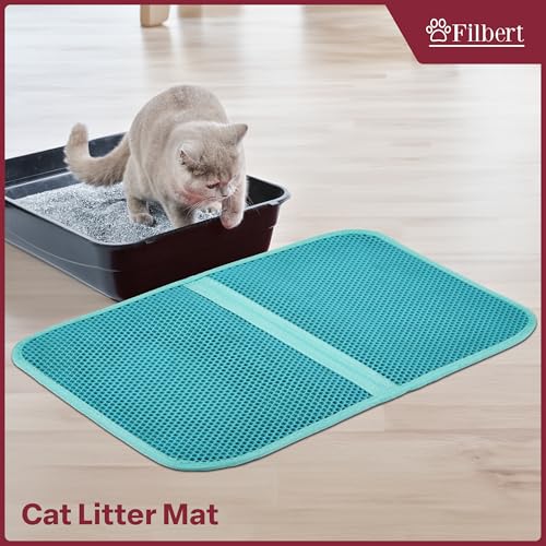 Filbert Cat Litter Mat, Foldable Cat Litter Mat, 23.6"x 14.8", Honeycomb Design, Skid-Proof, Water-Proof, Double Layer, Easy to Clean, Less Waste, Red - color: Red