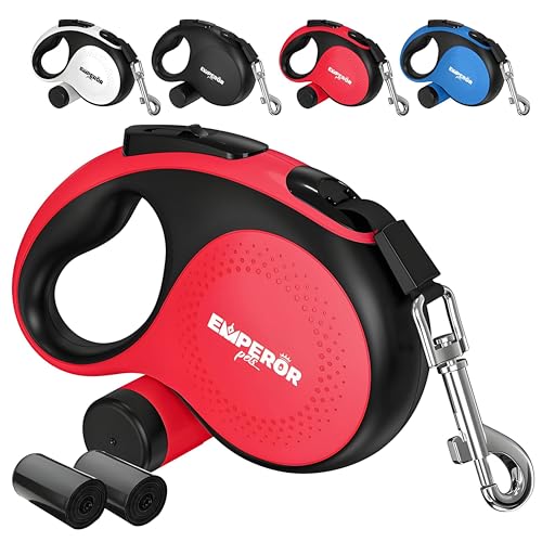 16 ft Retractable Dog Leash Red - Heavy Duty Retractable Pet Leash with Anti-Slip Grip for Medium to Large Dogs up to 110 lbs -Aura BR16 - color: Red, size: 16 ft