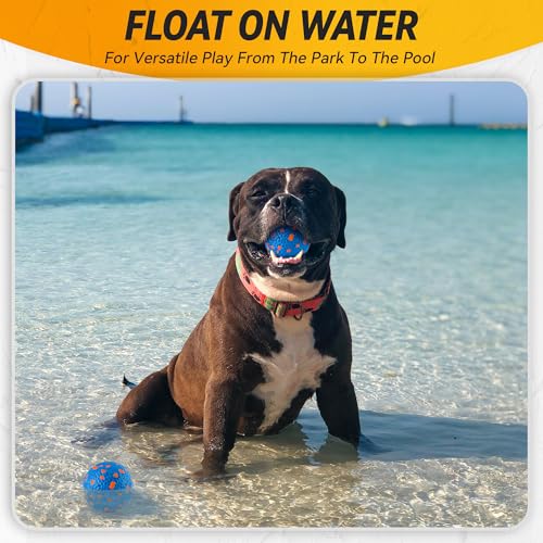 FUSOTO 2Pcs Dog Balls, Tennis Balls for Dog Aggressive Chewers, for Large Medium Small Puppy, Training Catch&Fetch, Water Floats Toys, Blue - color: 2x Blue