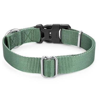 Mikivery Nylon Dog Collar with Quick Release Buckle Soft Adjustable Sturdy for Small Medium Large Dogs Emerald,M - color: Emerald, size: M：13"-20"