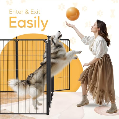 Dog Playpen 24 Inch 8 Panels, Heavy Duty Metal Pet Playpen Indoor Outdoor for Camping, Yard, RV, Garden Fence, Privacy Patio, Black