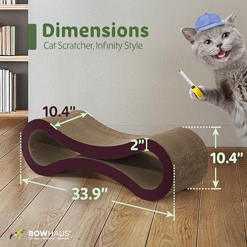 CAPHAUS Infinity Cat Scratcher Lounger, Reversible Scratcher, Large Cat Scratching Pad, Cat Scratching Board, Scratch Pad for Indoor Cats, Brown - size: Brown