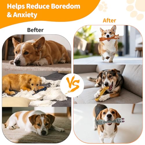 Latex Squeaky Dog Toys, 3 Pack Soft Rubber Dog Chew Toys, 8.7" Standing Stick Animal Pet Toy to Keep Them Busy, Interactive Fetch Squeak Toy for Puppy Small Medium Dogs - color: Yellow & Grey & Brown