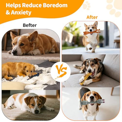 Latex Squeaky Dog Toys, 3 Pack Soft Rubber Dog Chew Toys, 8.7" Standing Stick Animal Pet Toy to Keep Them Busy, Interactive Fetch Squeak Toy for Puppy Small Medium Dogs - color: Yellow & Grey & Brown