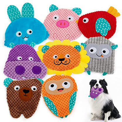 No Stuffing Dog Toys - 8 Pack Squeaky and Crinkle Plush Toys for Small Medium Dogs, Durable for Aggressive Chewers,Cute Puppy Textured Animals - color: 8Pcs Textured Animals